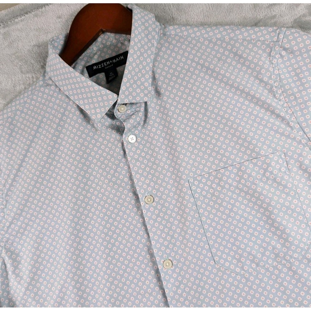Mizzen Main Shirt Mens XL Blue Leeward Trim Short Sleeve Performance Geometric